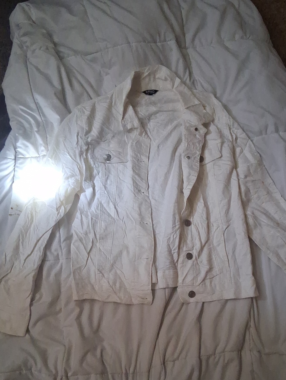 Buffalo David Bitton Women's White Button-Up Jean Jacket
